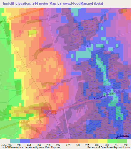 Innisfil,Canada Elevation Map