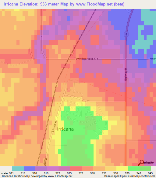 Irricana,Canada Elevation Map