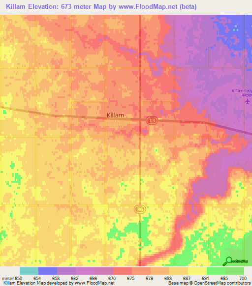 Killam,Canada Elevation Map