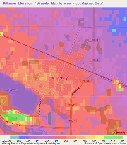 Killarney,Canada Elevation Map