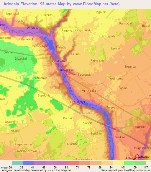 Ariogala,Lithuania Elevation Map