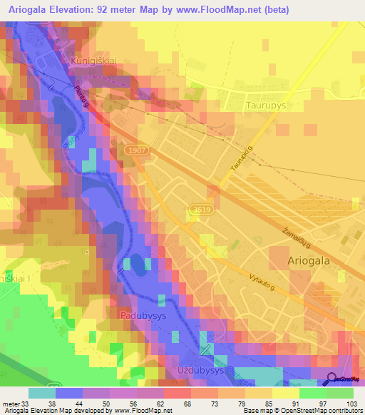 Ariogala,Lithuania Elevation Map