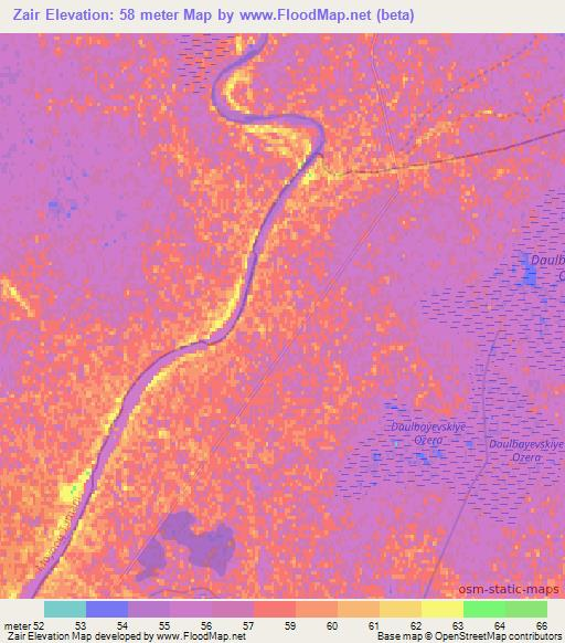 Zair,Uzbekistan Elevation Map