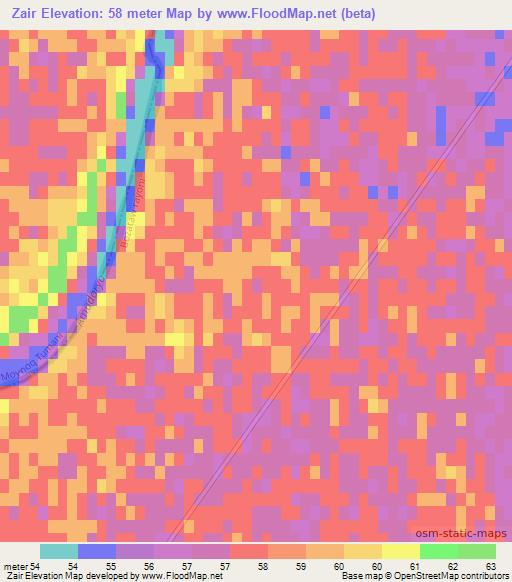 Zair,Uzbekistan Elevation Map