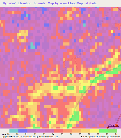 Uyg'irko'l,Uzbekistan Elevation Map