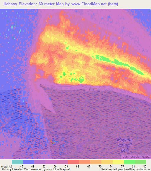 Uchsoy,Uzbekistan Elevation Map