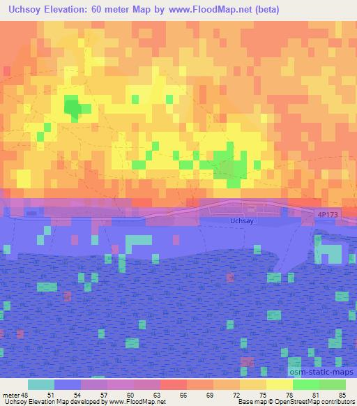 Uchsoy,Uzbekistan Elevation Map