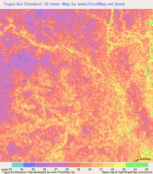 Toguz-Aul,Uzbekistan Elevation Map