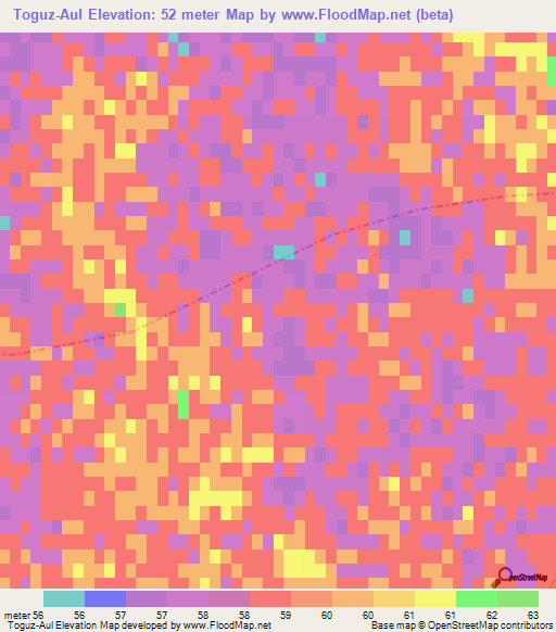 Toguz-Aul,Uzbekistan Elevation Map