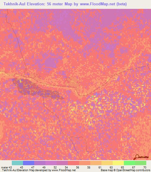 Tekhnik-Aul,Uzbekistan Elevation Map