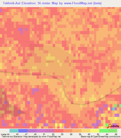 Tekhnik-Aul,Uzbekistan Elevation Map