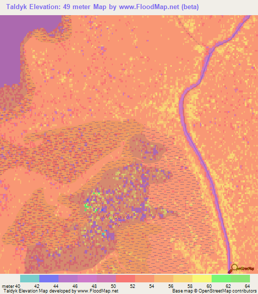 Taldyk,Uzbekistan Elevation Map