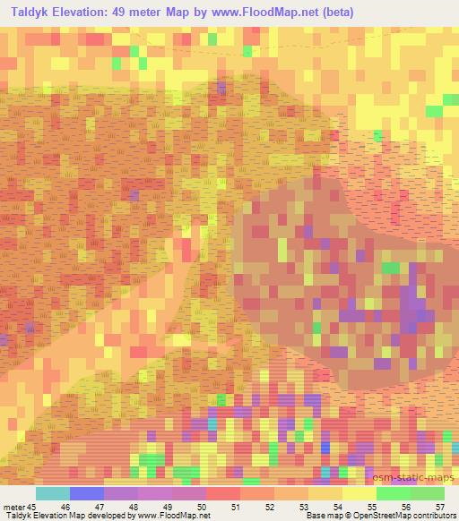 Taldyk,Uzbekistan Elevation Map