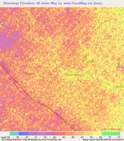 Shumanay,Uzbekistan Elevation Map