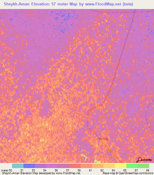 Sheykh-Aman,Uzbekistan Elevation Map