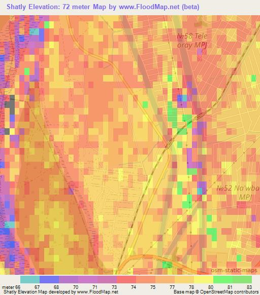 Shatly,Uzbekistan Elevation Map