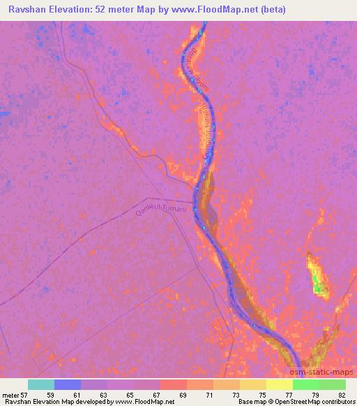 Ravshan,Uzbekistan Elevation Map