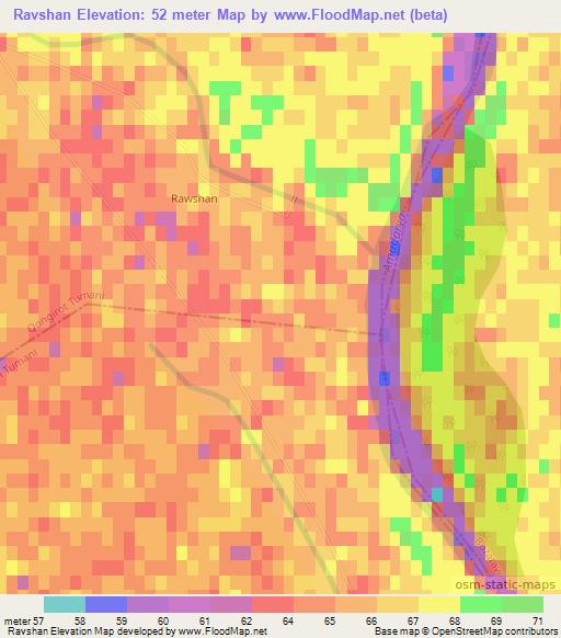 Ravshan,Uzbekistan Elevation Map