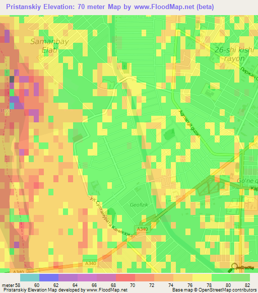 Pristanskiy,Uzbekistan Elevation Map