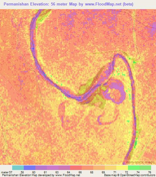 Permanishan,Uzbekistan Elevation Map