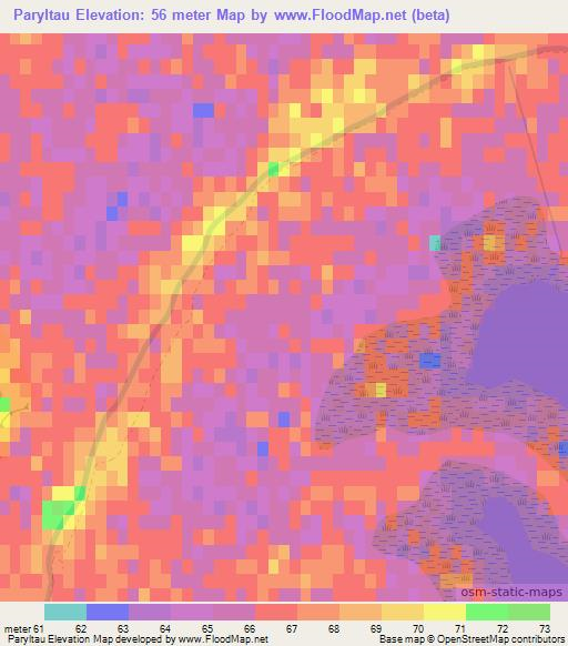 Paryltau,Uzbekistan Elevation Map