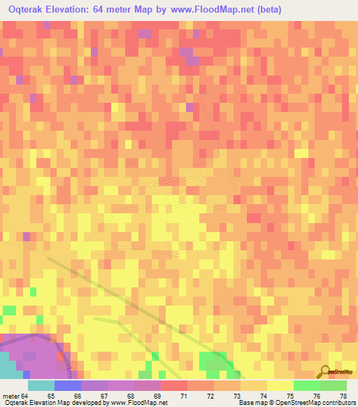 Oqterak,Uzbekistan Elevation Map