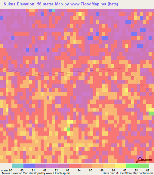 Nukus,Uzbekistan Elevation Map