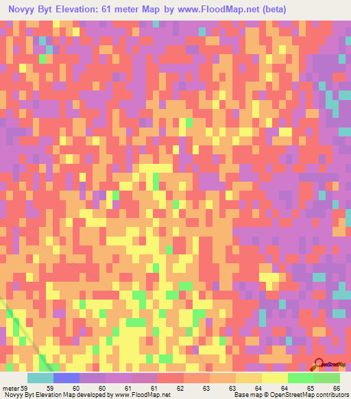 Novyy Byt,Uzbekistan Elevation Map