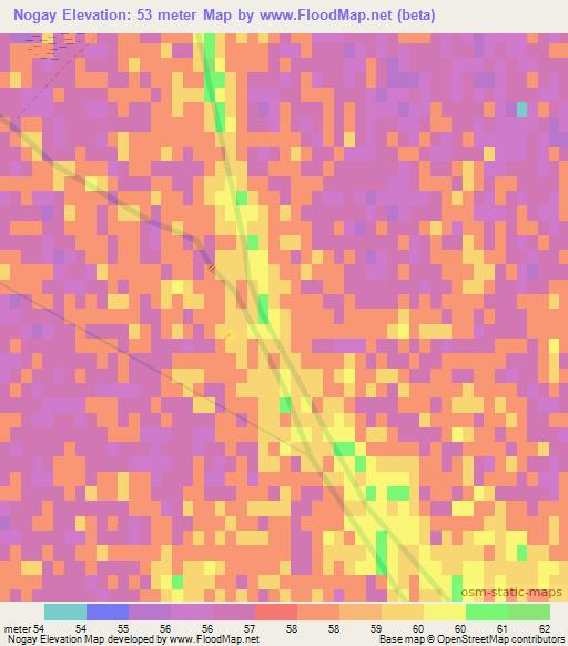 Nogay,Uzbekistan Elevation Map