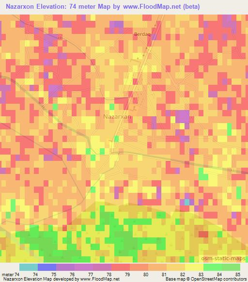 Nazarxon,Uzbekistan Elevation Map