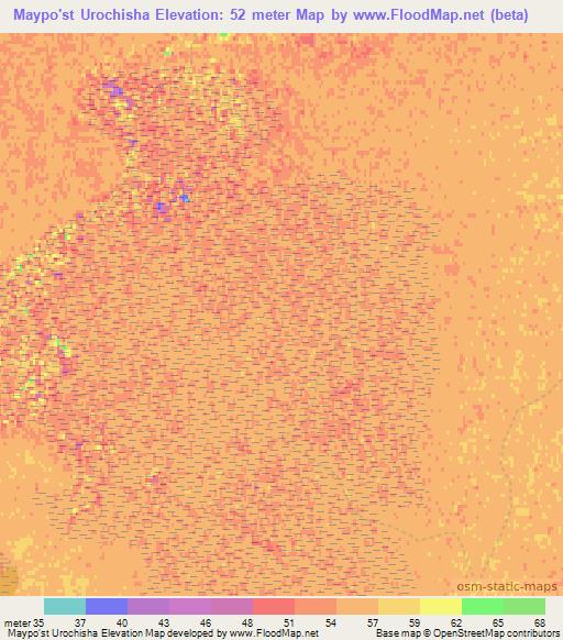 Maypo'st Urochisha,Uzbekistan Elevation Map