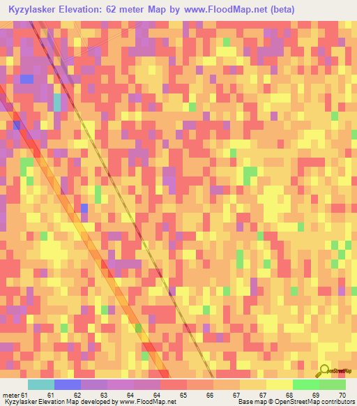 Kyzylasker,Uzbekistan Elevation Map