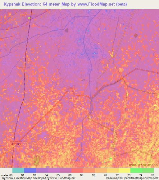 Kypshak,Uzbekistan Elevation Map