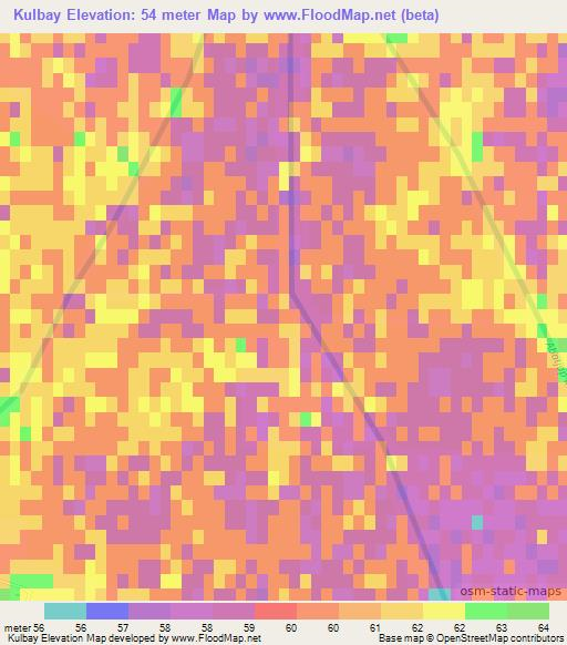 Kulbay,Uzbekistan Elevation Map