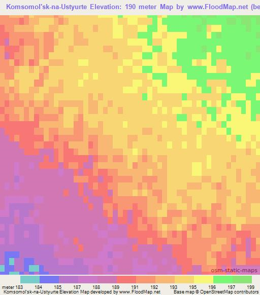 Komsomol'sk-na-Ustyurte,Uzbekistan Elevation Map