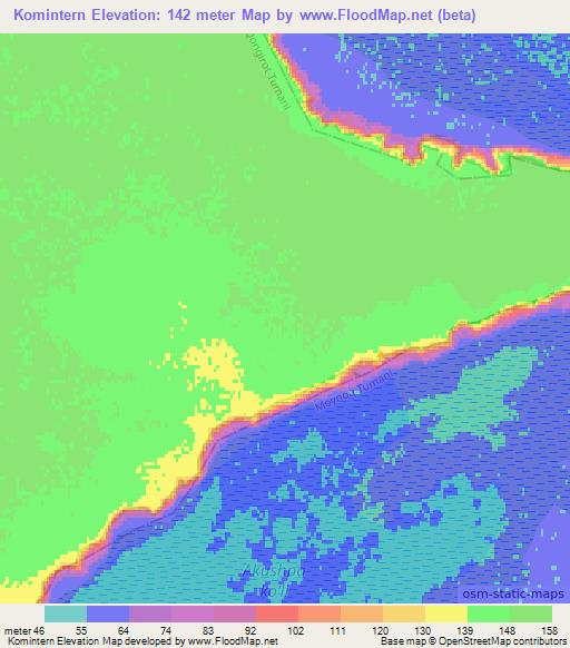 Komintern,Uzbekistan Elevation Map