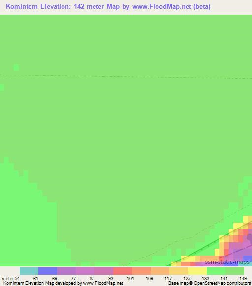 Komintern,Uzbekistan Elevation Map