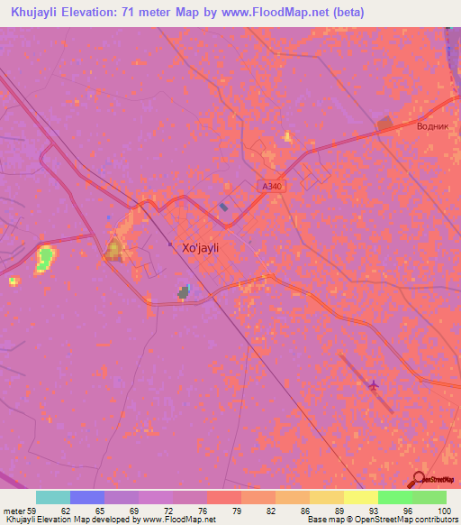 Khujayli,Uzbekistan Elevation Map