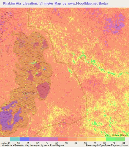 Khakim-Ata,Uzbekistan Elevation Map