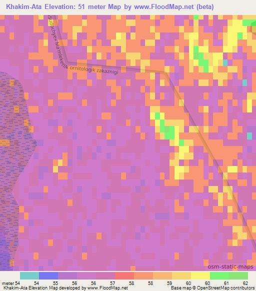 Khakim-Ata,Uzbekistan Elevation Map