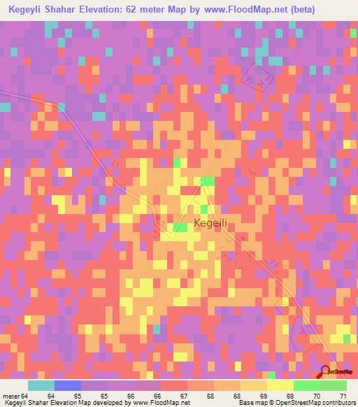 Kegeyli Shahar,Uzbekistan Elevation Map