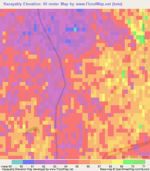 Kazayakly,Uzbekistan Elevation Map
