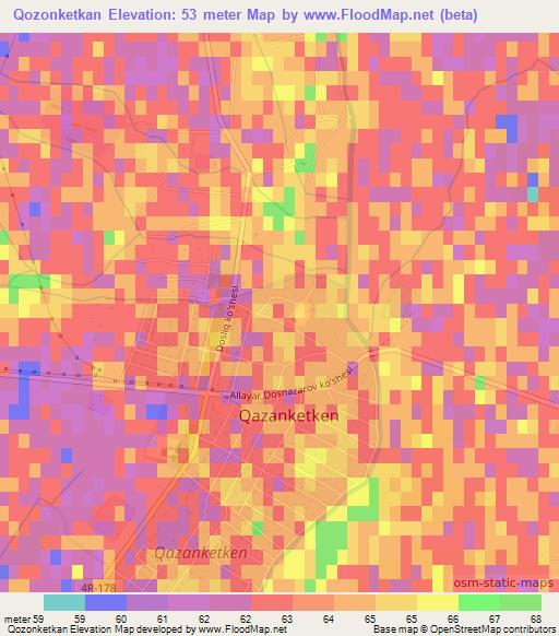 Qozonketkan,Uzbekistan Elevation Map