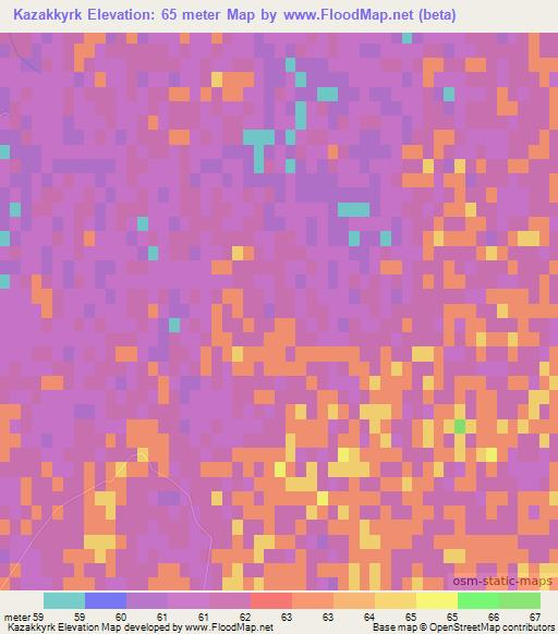 Kazakkyrk,Uzbekistan Elevation Map
