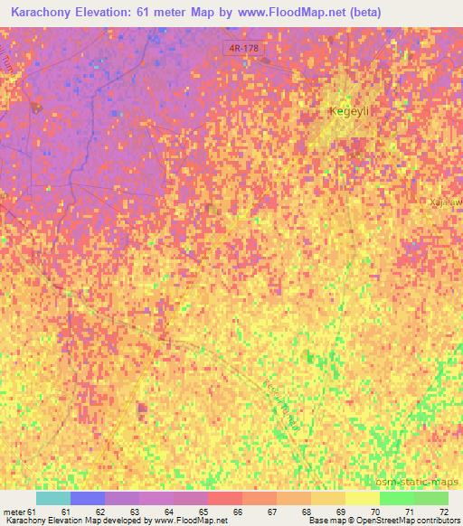 Karachony,Uzbekistan Elevation Map