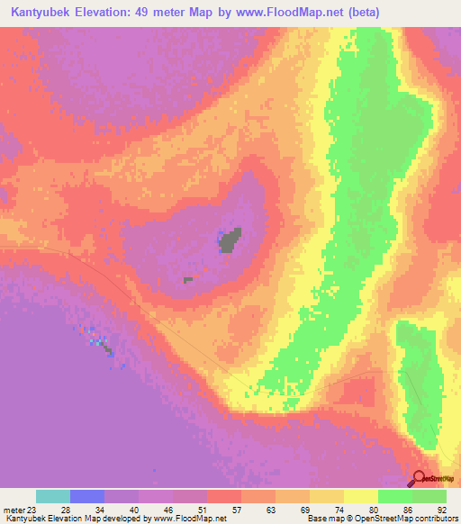 Kantyubek,Uzbekistan Elevation Map