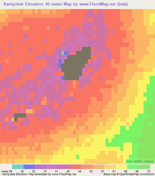 Kantyubek,Uzbekistan Elevation Map