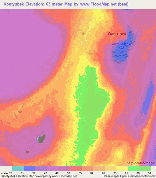 Kontyubek,Uzbekistan Elevation Map