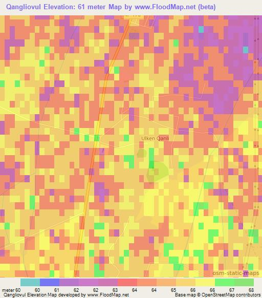 Qangliovul,Uzbekistan Elevation Map