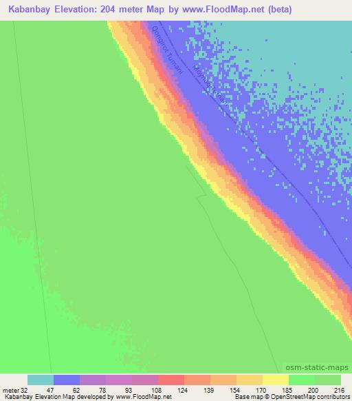 Kabanbay,Uzbekistan Elevation Map